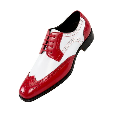 Bolano Mens Classic Smooth Dress Shoe with Wing-Tip and Perforated Detailing Style