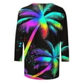 thumbnail image 4 of ZQUUVOU Women's T-Shirts Casual Boho Printed Crew Neck 3/4 Sleeve Summer Beach Tops(E-Black,XL), 4 of 5