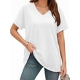thumbnail image 2 of MOYIKO Womens Summer Tops Short Dolman Sleeve T Shirts V Neck Striped Loose Fit Casual Trendy Tees, 2 of 7