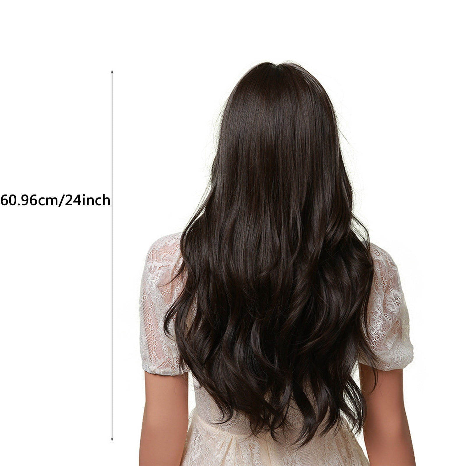 Long Wavy Brown Wig with Bangs for Women, Synthetic Heat Resistant Hair Wig for Daily Wear and Party Use(Brown,One Size)