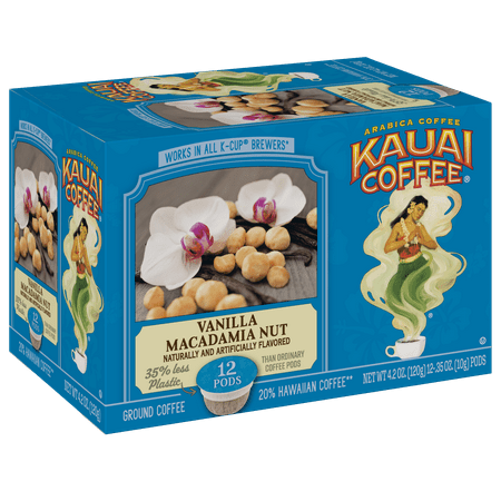 Kauai Coffee Vanilla Macadamia Nut K-Cup Coffee Pods, Medium Roast, 12 Ct