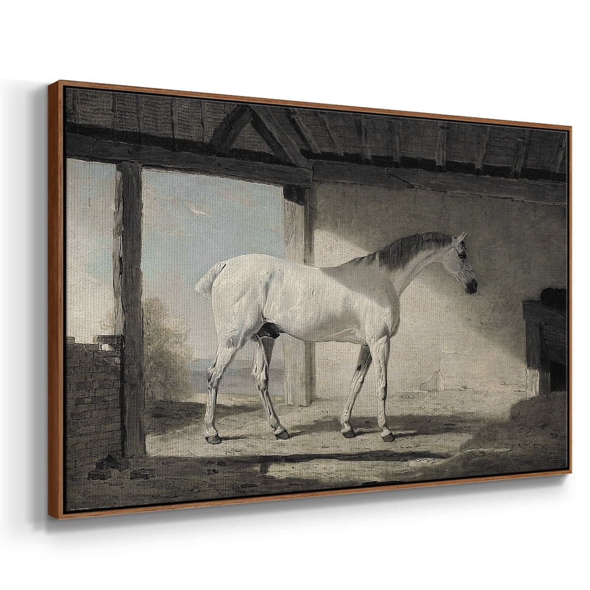 Vintage Animal Print-XLIII By Wexford Home Framed in Walnut Wood Gallery Wrapped Canvas 25 in. x 37 in.