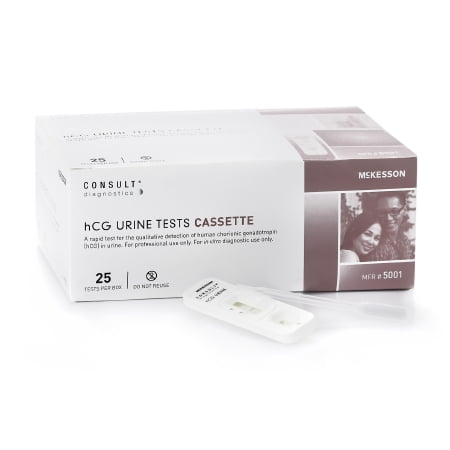 McKesson CONSULT One-Step Rapid Diagnostic Test Kit  hCG Pregnancy Test Urine Sample, 25 Tests in