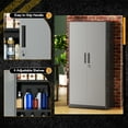 thumbnail image 5 of SOLAURA Metal Storage Cabinet, 71" Garage Storage Cabinet with Lock, Black Grey Metal Cabinet with 2 Doors and 4 Adjustable Shelves for Home Office, File, Easy Assemble, 5 of 7