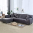 thumbnail image 2 of L Shaped Couch Covers, Elegant Stretch Sofa Covers with Elastic Fabric for Comprehensive Sofa Protection, Grey, 2 of 5