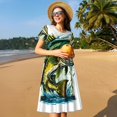 thumbnail image 4 of Saiise Robes d'Été à Motif Poisson-Basse pour Femmes, T-Shirt Décontracté à Manches Courtes, Robe de Plage à Fleurs avec Poches, 4 of 6