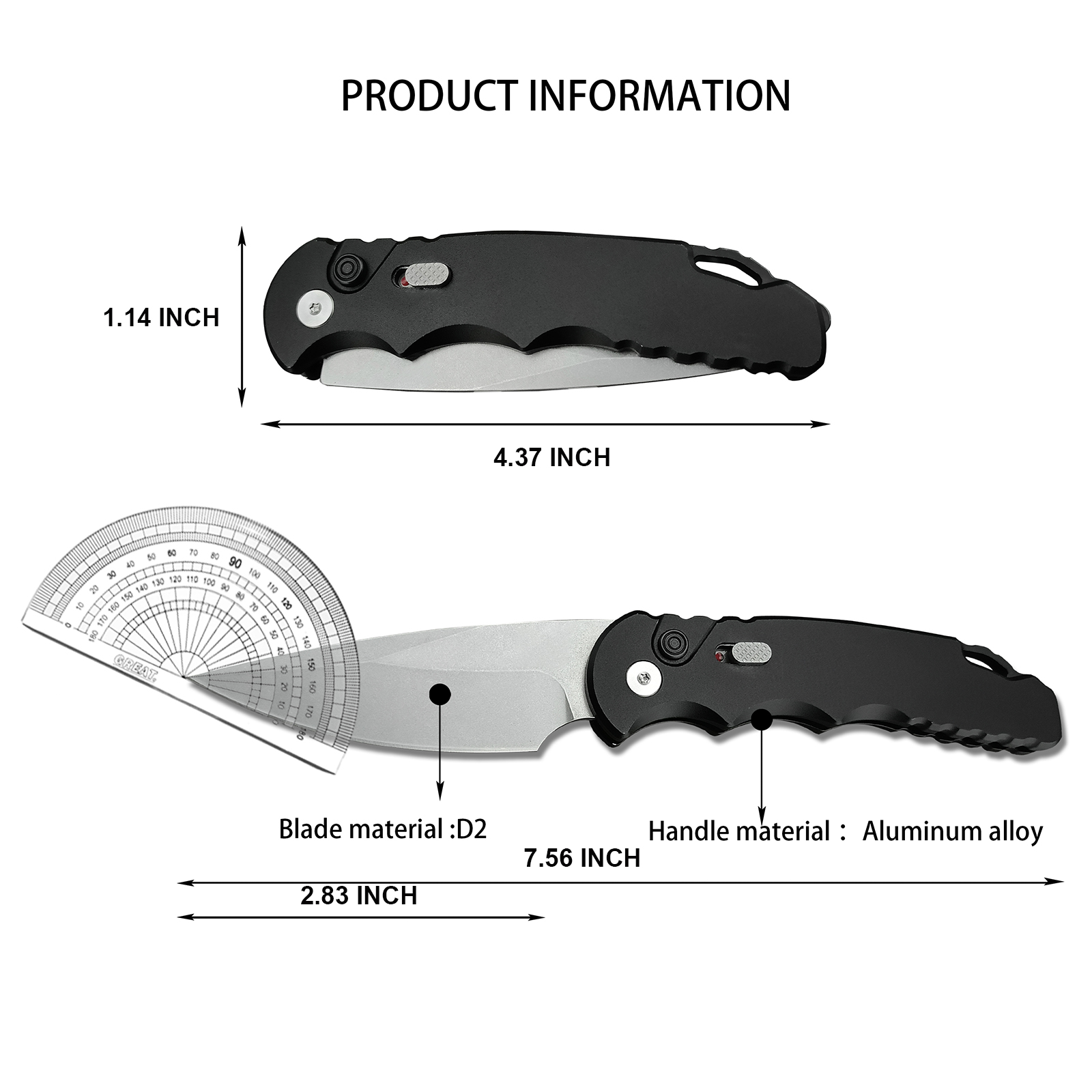 EDC Utility Knife with Pocket Clip, Folding Pocket Knife with 2.8’’ D2 Blade Aluminum Alloy Handle for Camping Hiking