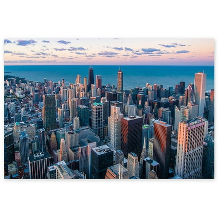 Ideas For Decorating A Big Wall Awkward Styles Bird's-Eye View Chicago Unframed Artwork Souvenirs for Art Lovers Chicago Poster Fine Art Chicago Cityscape Decor Big American Cities Poster Wall Art Dining Living Room Decor Ideas ()