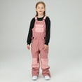 thumbnail image 4 of Gubotare Little Kids Snow Bibs Boy's Snow Bibs Kids Ski Pants Waterproof Insulated Winter Overalls Size 6-7 (Brick Red,6-7 Years), 4 of 8
