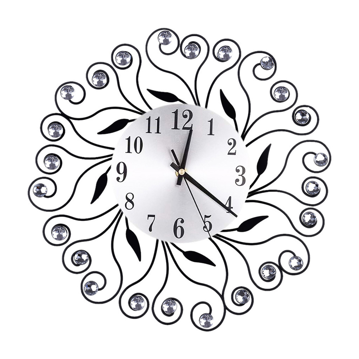 Retro Diamond Wrought Iron Wall Clock Creative Mute Living Room
