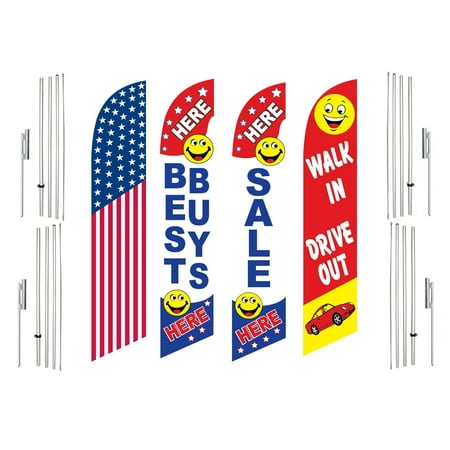 4 Swooper Flags With 4 Pole Kits America Best Buy Here Sale Here Walk In Drive Out