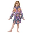 thumbnail image 6 of FORMRS Niños Bathrobe Unisex Hooded Robe Soft Plush Pajamas Sleepwear, Size 4-6T, Light Purple Flowers, 6 of 7