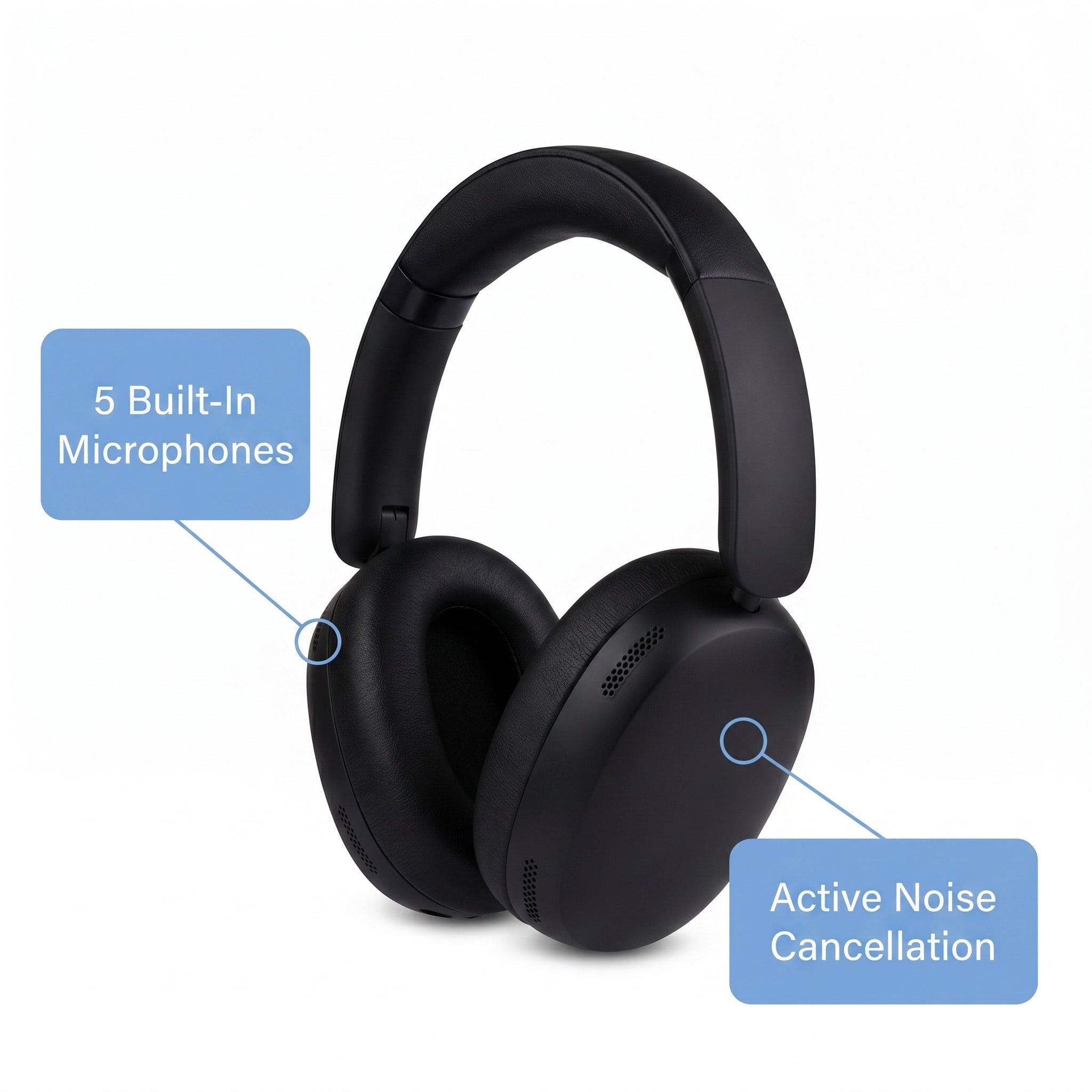 onn Hushbyte Wireless Over-Ear Headphones with Memory Foam and HD Sound, Black