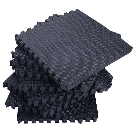 Yoga Mat Hardwood Floor Zimtown 42 Pcs/54 Pcs Interlocking Foam Floor Tiles, 168Sq - 216Sq Eva Black Puzzle Exercise Mat, Protective Flooring Pad Gym Equipment Cushion, for Exercising, Yoga, Kids, Babies, Playroom, Camping ()