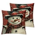 thumbnail image 2 of Acheng Winter Snowman Lumbar Decorative Rectangle Pillow Cover, Let It Snow Red Christmas Snowflake Porch Patio Outdoor Pillowcase, Xmas Holiday Farmhouse Sofa Couch Cushion Case,Set of 2 White, 2 of 6