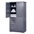 thumbnail image 3 of Tcbosik Bathroom Cabinet, 62.2" Tall Storage Cabinet with 3 Doors & 3 Drawers, Freestanding Kitchen Pantry Cabinet with Adjustable Shelf, for Bathroom, Living Room, Home Office, Dark Gray, 3 of 10