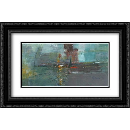 Turquoise color best abstract I 2x Matted 24x16 Black Ornate Framed Art Print by Zucca, (The Best Abstract Art)