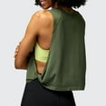 thumbnail image 4 of Virmaxy Womens Solid Color Leisure Sports Yoga Fitness Hoodie Top Round Neck Tank Top Workout Tank Tops Slim Fitted Basic Cami Tee Shirts Army Green L, 4 of 4