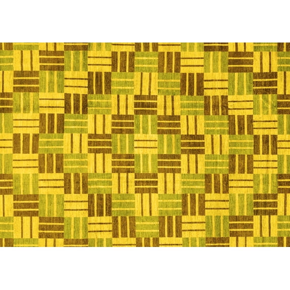 Ahgly Company Indoor Rectangle Abstract Yellow Modern Area Rugs, 5' x 7'