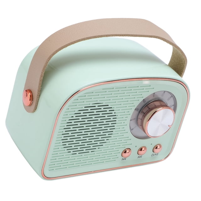 Altavoz Retro Vintage, Mini Altavoz Inalámbrico Portátil Con Sonido Cristalino, 5.0, Control De Perilla, De Cuero, Auxiliar, Emparejamiento TWS, Tarjeta U-Disk/TF, Soporte