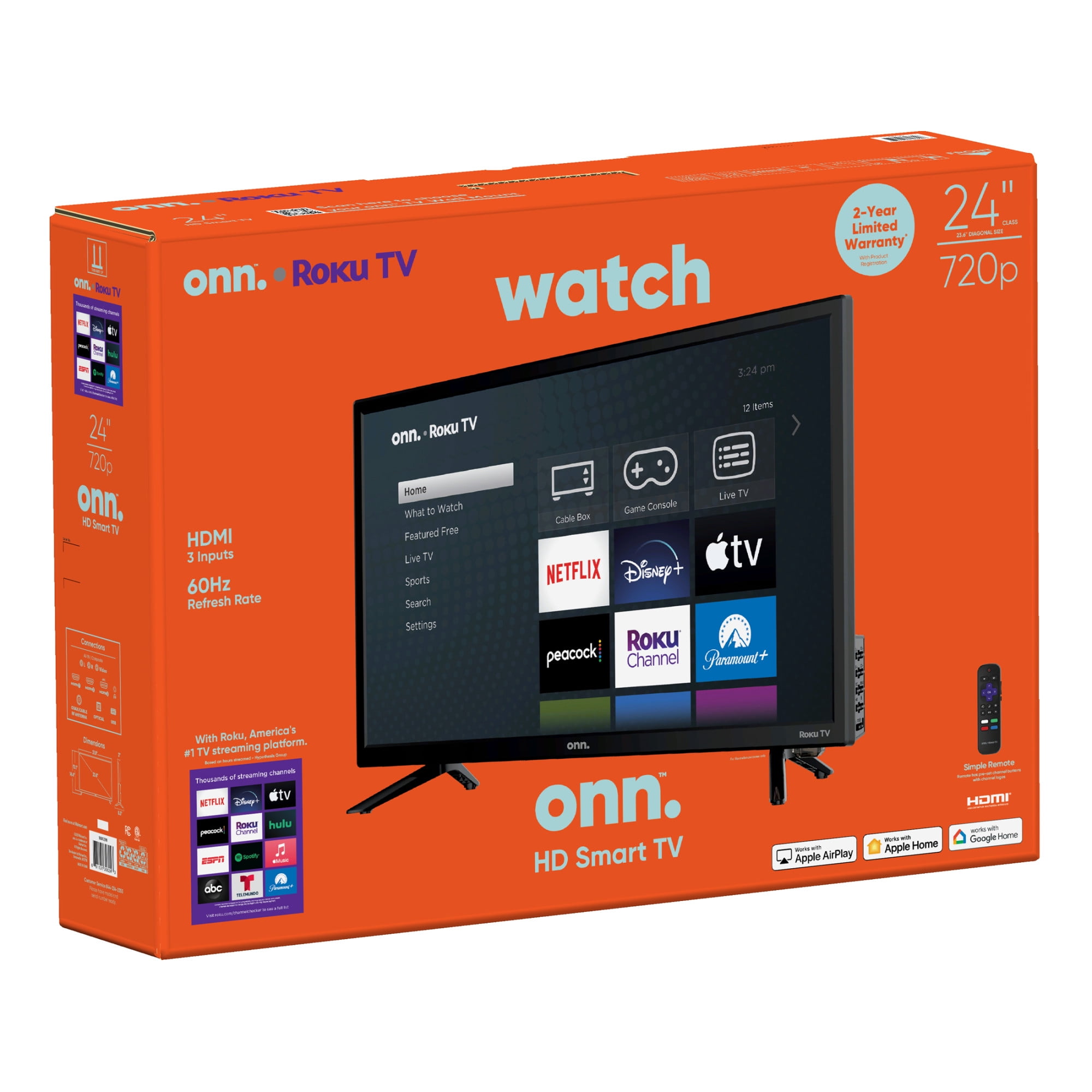 Onn 24 Class HD 720P LED Roku Smart Television 100012590 onn-24-class-hd-720p-led-roku-smart-television-100012590