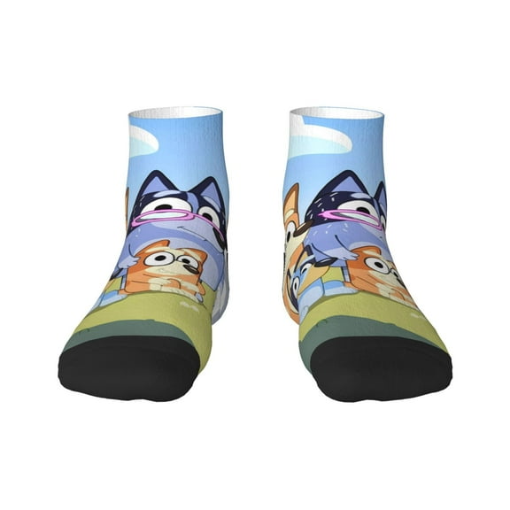 Johaoi Bluey Pattern Novelty Socks, Funny Socks Over The Calf Tube Stocking Crew Colorful Stockings for Women and Men