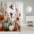thumbnail image 2 of Manfei Rustic Flowers Hummingbird Shower Curtain 72Wx78L,Watercolor Fall Pumpkin Bath Curtain, 2 of 5