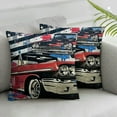 thumbnail image 3 of BANET Cars Throw Pillow Cushion Cover, Group of Nostalgic American Muscle Cars with Stars Antique Print, Decorative Square Accent Pillow Cases Set of 2 12x12in, 3 of 7