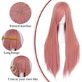thumbnail image 3 of Peluca ANOGOL rosa sintética recta de 80 cm para disfraz de cosplay, 3 of 7