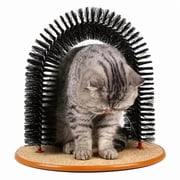 Yardvibe Cat Self Groomer, 14.17"x12.99" Arch Grooming Brush with Heavy Wooden Scratching Pad, Cat Face Scratchers Body Massager, Cat Scratchers for Indoor Cats