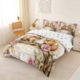 thumbnail image 3 of Erosebridal Brown Rabbit Kids Duvet Cover Set, Retro Pink Rose Bedding Full, 3pcs, No Comforter, 3 of 5