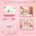 thumbnail image 5 of LEIYY Kids Vanity Table and Chair Set, Girls Vanity Set with Mirror and Stool, Storage Drawer, Wooden Princess Makeup Dressing Table,Pretend Play Vanity Set for Little Girls,Pink & White, 5 of 10
