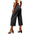 thumbnail image 6 of Women Fold Over Gaucho Pants Flowy Low Rise Wide Leg Capris Yoga Culottes Lounge Cropped Foldover Bottoms,M, 6 of 6