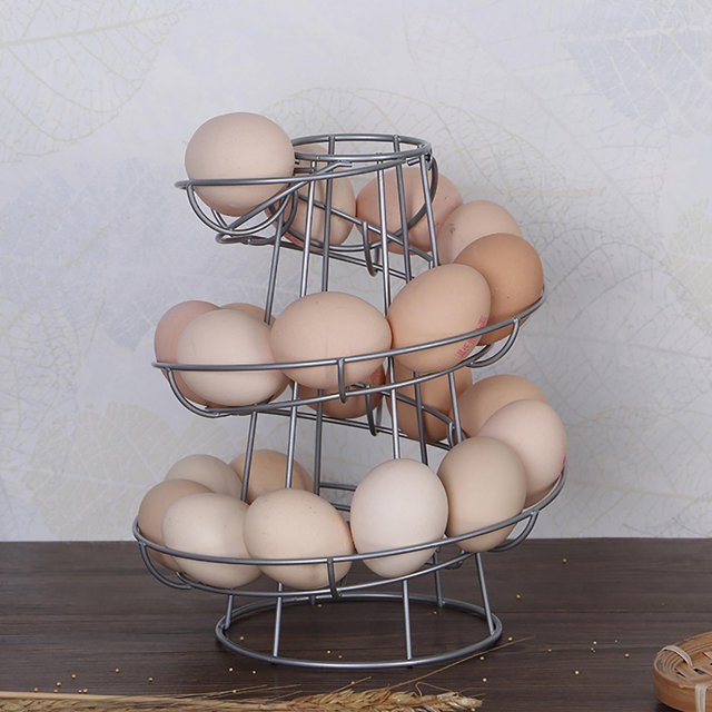 Espiral Egg Skelter Dispenser Rack Mejora Base resistente Encimera de almacenamiento de metal Hugtrwg Para estrenar