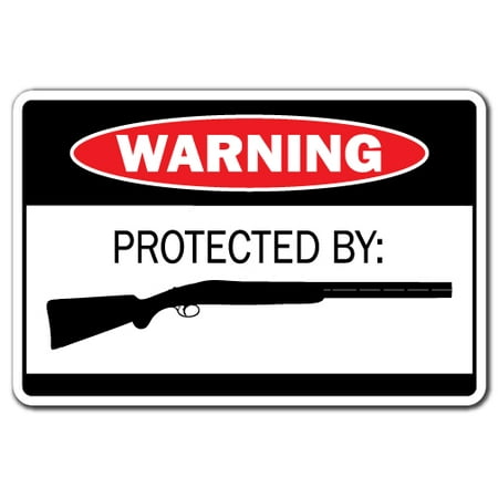 PROTECTED BY SHOTGUN Warning Decal ammo rifle pistol gun bullet