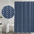 thumbnail image 4 of Navy Blue Geometric Shower Curtain Set - 48" x 72" Washable Bathtub Curtain with 12 Hooks, Modern Pure Color Abstract Striped Waterproof Fabric Stall Shower Curtains for Bathroom/Bathtub Décor, 4 of 6