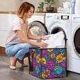 thumbnail image 7 of Home Organizer Foldable Fabric Storage Bin With Handle Colorful Wildflowers, 7 of 7