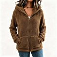 thumbnail image 2 of Tqcoqu Women's Sherpa Hooded Jacket, Full Zip Long Sleeve Fall Fleece Coat, Solid Color Winter Fuzzy Teddy Coats,Women's,Size S-XXL, 2 of 8