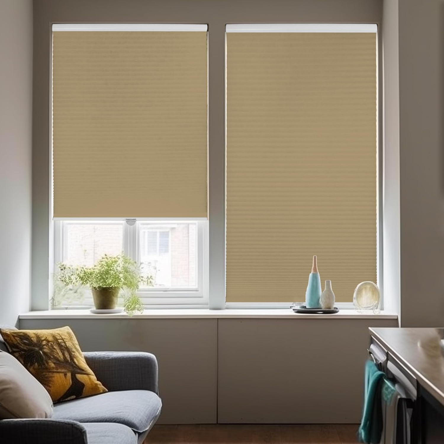 Chicology Sand Cordless Light Filtering Cellular Shades 43.25 in. W x 72 in. L