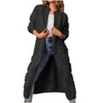 thumbnail image 2 of Fengqque Women Casual Warm O-Neck Solid Coat Long Outerwear Sweater Knit Cardigan, 2 of 4