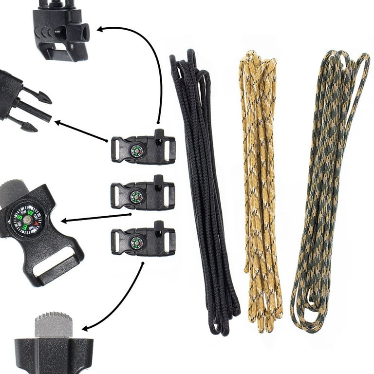 Ultimate Paracord Bracelet Survival Kit Emergency Outdoor Parachute Cord  Buckle