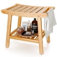 thumbnail image 1 of Banco de ducha de bambú LEJANEOYE impermeable de 2 niveles, 1 of 7