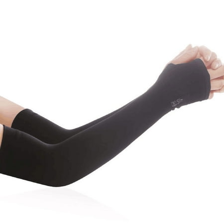 

YWDJ Summer Men Women Ice Silk Sleeves Sun Protection Sleeves Sports Sleeves Black