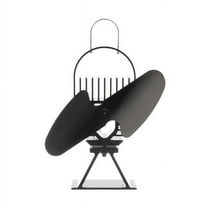 Air Deco II Aluminum Heat Powered Wood Stove Fan, Black