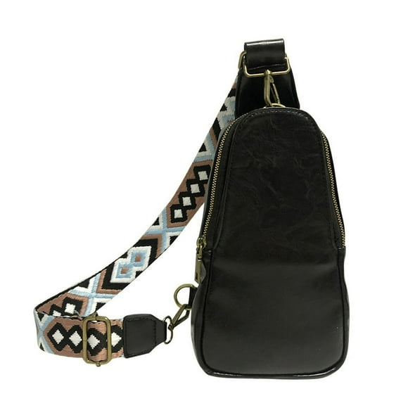 MesaSe Boho Chest Bag Animal Prints PU Crossbody Handbag Travel Purse (Black Leopard)