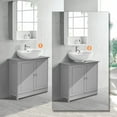 thumbnail image 4 of SAZYY SAZYY Pedestal Sink Storage Cabinet with 2 Doors Traditional Under Sink Cabinet Bathroom Space Saver Organizer with Adjustable Shelf Grey, 4 of 9