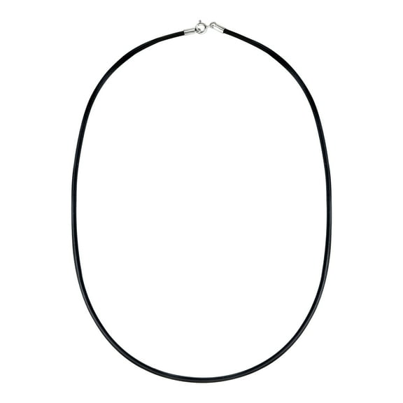 Stylish & Smooth Black Rubber Chord Necklace w/ Sterling Silver Clasps - 20