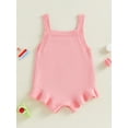 thumbnail image 6 of BemeyourBBs Baby Girl First Birthday Outfit 1st Years Old Clothes Knit Romper Overalls Sleeveless Number Letter Bow Embroidery Sweater Romper Bodysuit Playsuit Spring Summer Fall Clothing, 6 of 9