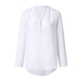 thumbnail image 3 of Jovati Women's Tops White Zipper Button Long Sleeve Loose Chiffon Shirt Clothing, 3 of 6