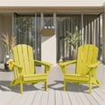 thumbnail image 6 of SERWALL Outdoor Adjustable Folding HDPE Adirondack Chair Set of 2 with Cup Holder, Yellow, 6 of 9